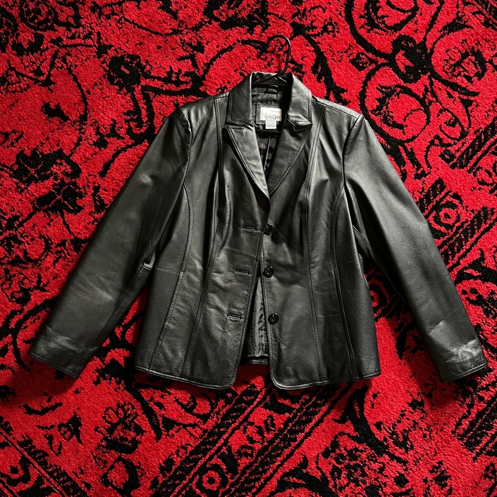 East 5th Black Leather Blazer Jacket